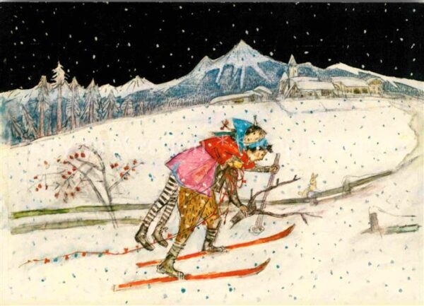 Skifahren Kinder Hase Schnee Berge