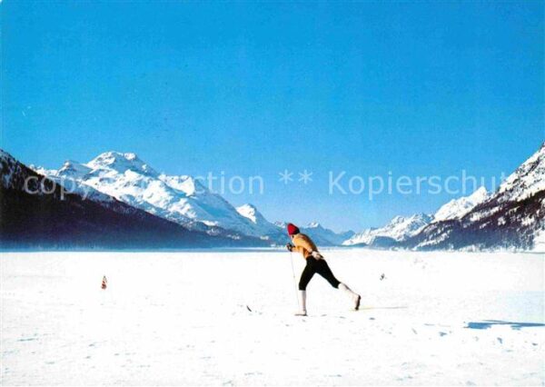 Ski-Langlauf Langläufer Silvaplanersee Oberengadin