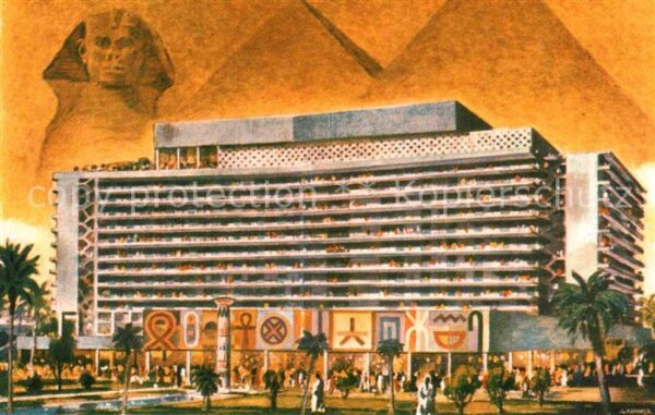 Cairo Egypt Nile Hilton Hotel Jewel of Egypt Illust