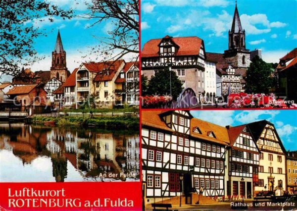 Rotenburg Fulda Partie an der Fulda Steinweg Kirche Rat