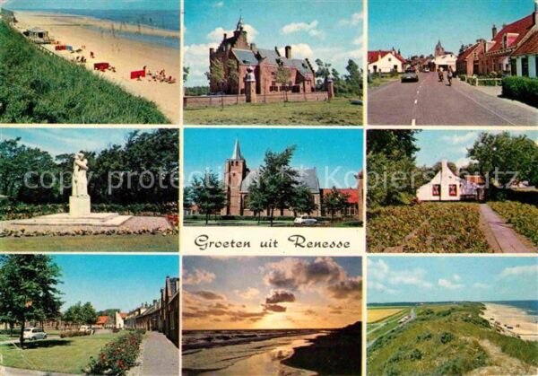 Renesse Strand Denkmal Statue Kirche Sonnenunte