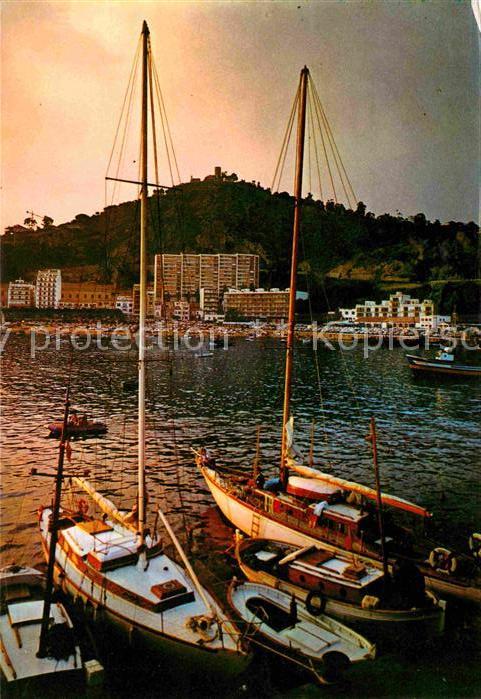 Blanes Vista parcial Hafen Segelboot Sonnenunt