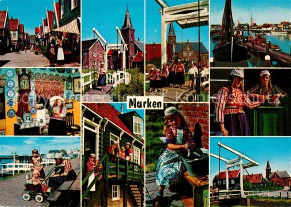 Marken Teilansichten Brücke Hafen Trachten Kin