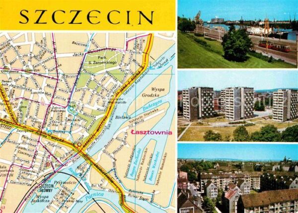 Szczecin Stettin Stadtplan Hafen Siedlung Hochhäuser Woh