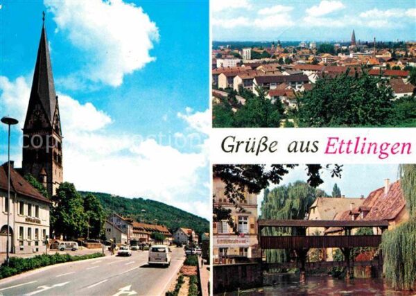 Ettlingen Hauptstrasse Kirche Blick über die Stad