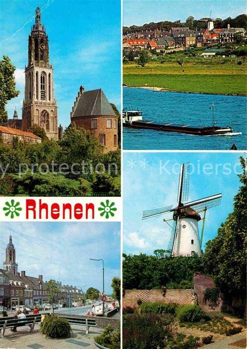 Rhenen Kirche Frachtkahn Windmühle Strassenpar