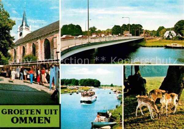 Ommen Overijssel Kirche Brücke Fahrgastschiff Rehkitz