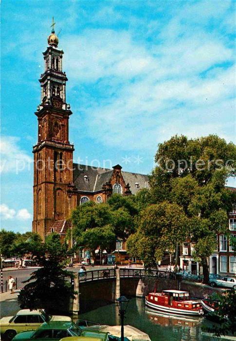 Amsterdam Niederlande Westerkerk Kirche Kanal Brücke