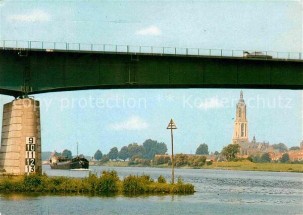 Rhenen Rheinbrücke Frachtkahn Kirche
