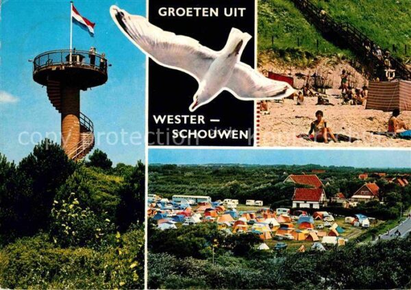 Westerschouwen Aussichtsturm Möwe Strand Campingplatz