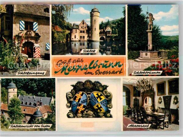 Mespelbrunn Schloss Schlosseingang Brunnen Ahnensaa