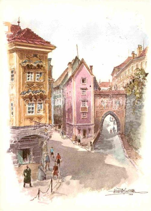 Steyr Enns Oberoesterreich Zwischenbrücken mit Schlossberg und Eng