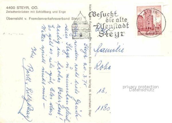 Steyr Enns Oberoesterreich Zwischenbrücken mit Schlossberg und Eng – Bild 2