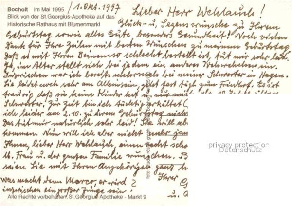 Bocholt Westfalen Histor Rathaus mit Blumenmarkt – Bild 2
