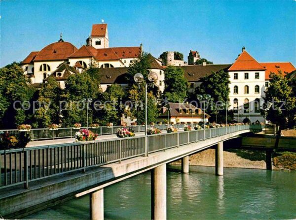 Fuessen Allgaeu Lechbrücke mit Kloster St Mang und Hohe