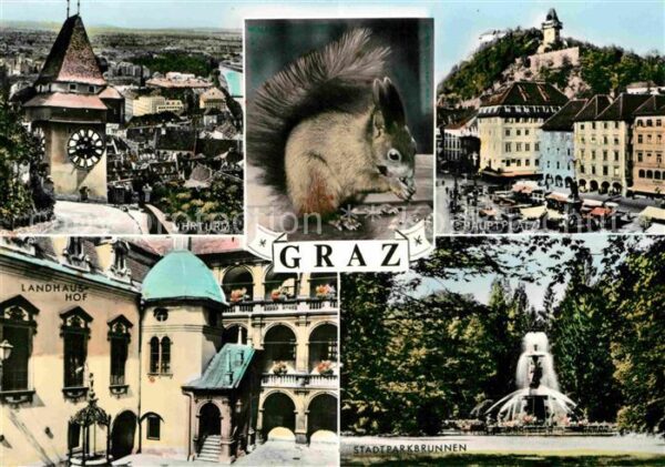 Graz Steiermark Uhrturm Landhaus Hof Stadtparkbrunnen H