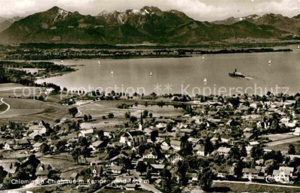 Chieming Chiemsee mit Kampenwand Chiemgauer Alpen Flieger