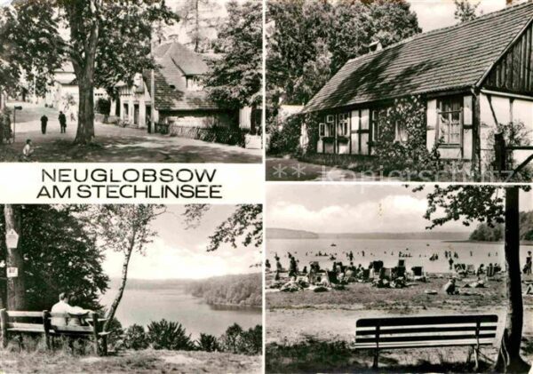 Neuglobsow Panorama Stechlinsee Badestrand Ortsmot