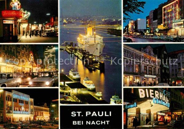 St Pauli bei Nacht Hafen Dampfer