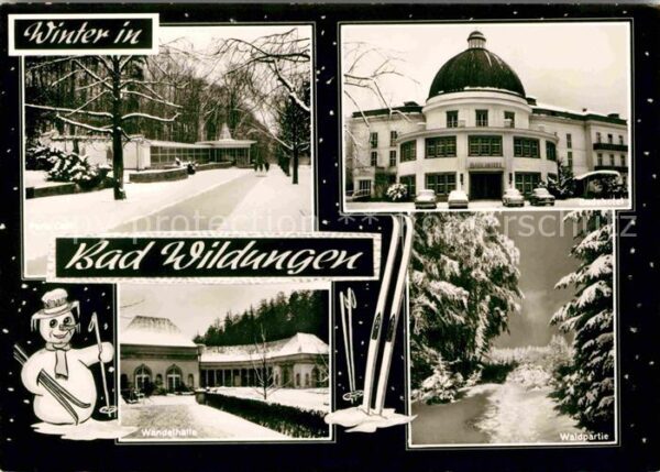 Bad Wildungen Wandelhalle Badehotel Waldpartie im Win