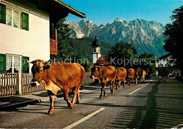 Kruen Dorfstrasse gegen Karwendelgebirge Alma