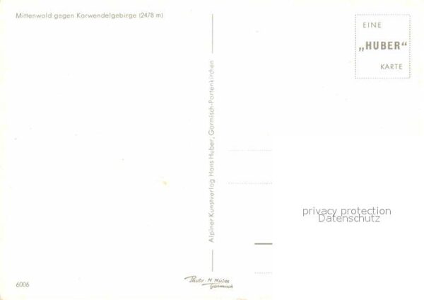 Mittenwald Bayern gegen Karwendelgebirge Huber Karte Nr 6 – Bild 2