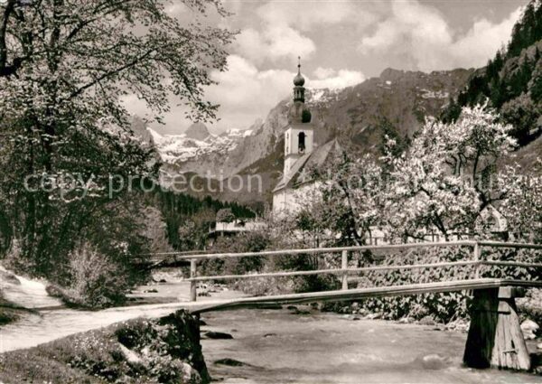 Ramsau Berchtesgaden Brücke Kirche Alpenblick