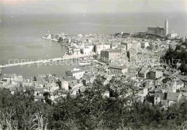 Piran Panorama Blick aufs Meer Hafen Altstadt