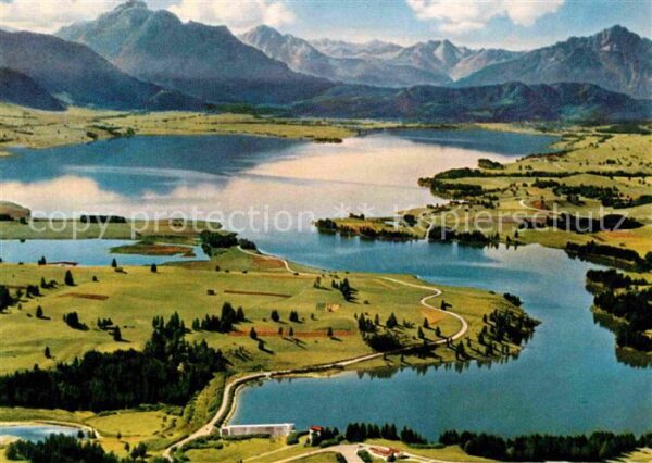Forggensee Schwangau mit Staudamm Säuling Tiroler Hochgebirg