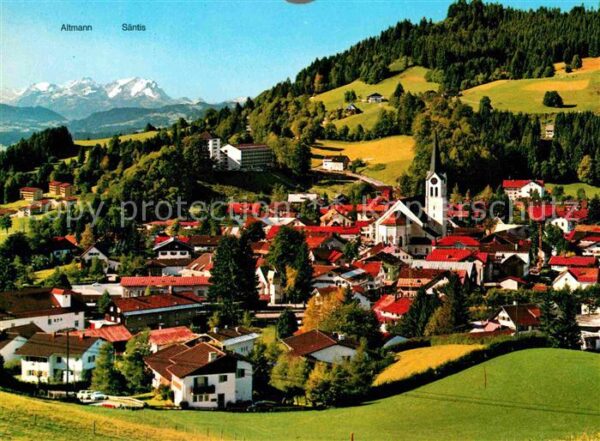 Oberstaufen Ortsansicht mit Kirche Schrothkurort Bl
