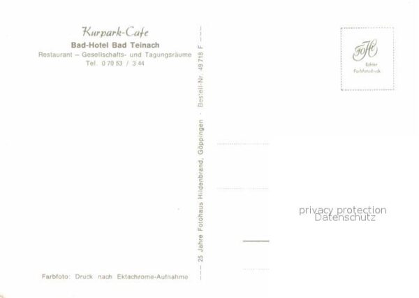 Bad Teinach-Zavelstein Kurpark Cafe Badhotel Restaurant Tagung – Bild 2