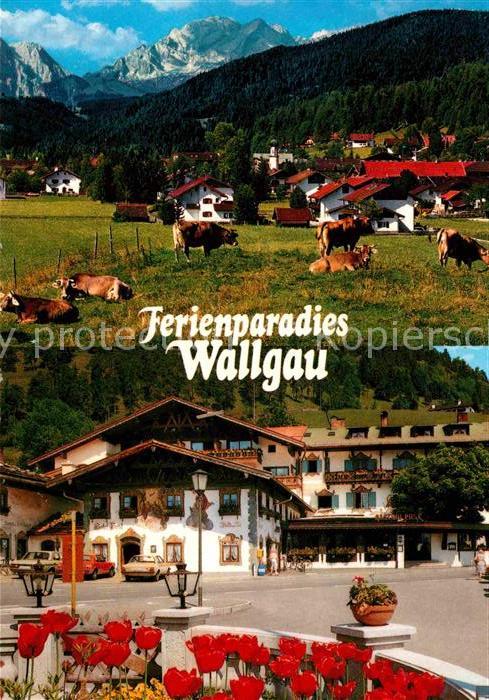 Wallgau Erholungsort gegen Wettersteingebirge L
