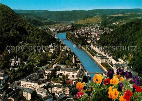 Bad Ems Panorama Blick über das Lahntal Blumen