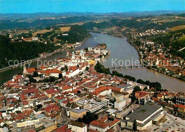 Passau Dreiflüssestadt Fliegeraufnahme