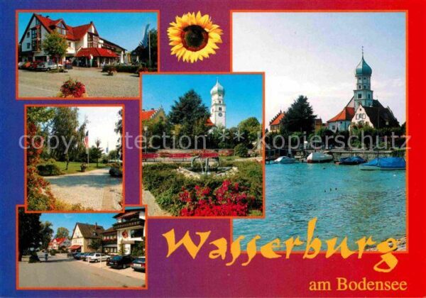 Wasserburg Bodensee Teilansichten Park Kirche Hafen Sonnenb