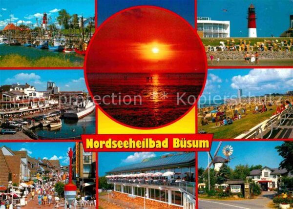 Buesum Nordseebad Fischerhafen Sonnenuntergang Leuchtturm