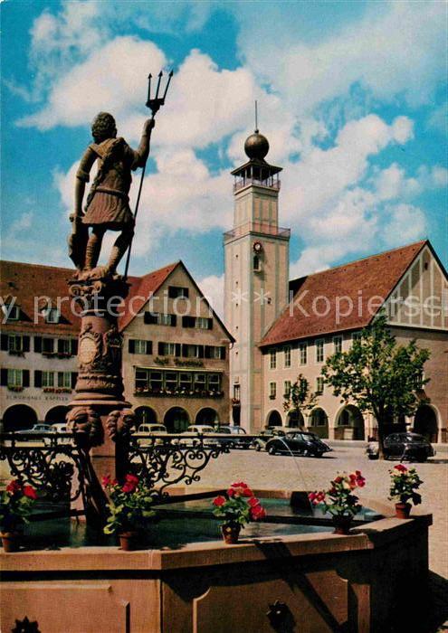 Freudenstadt Marktplatz mit Rathaus Neptunbrunnen Ku
