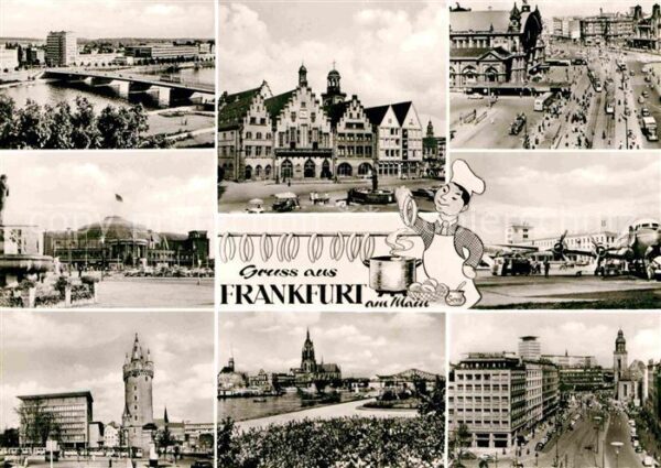 Frankfurt Main Brücke Römer Giegelhäuser Innenstadt Fl