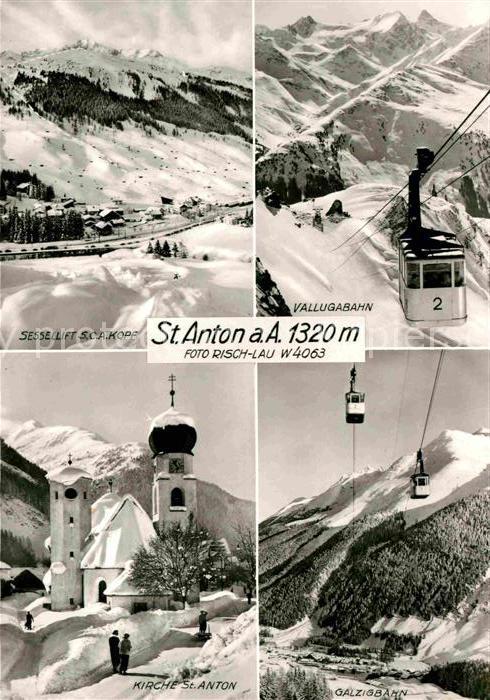 St Anton Arlberg Wintersportplatz Alpen Vallugabahn Kirc