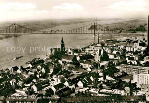 Emmerich Rhein Stadtbild mit Rheinbrücke Fliegeraufnah