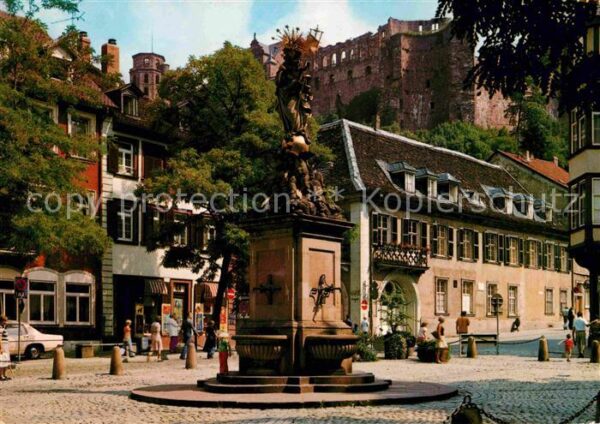 Heidelberg Neckar Kornmarkt Brunnen Mariensäule Burgruine