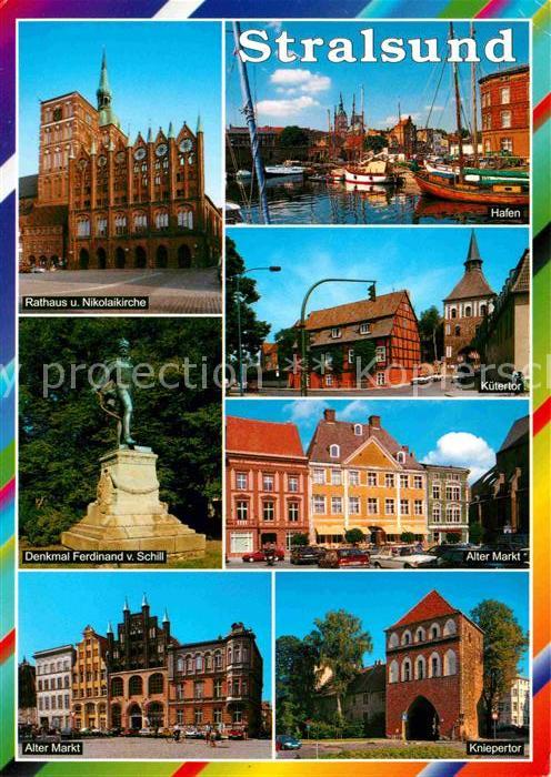 Stralsund Mecklenburg Vorpommern Rathaus Nikolaikirche Hafen Kütertor Al