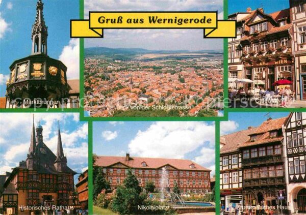 Wernigerode Harz Marktbrunnen Panorama Blick von der Sch