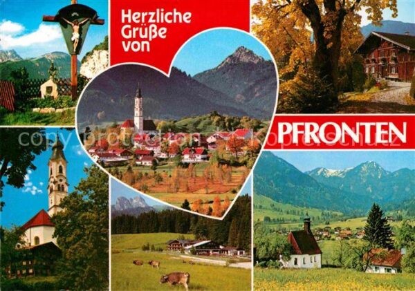 Pfronten Inri Kreuz Ortsansicht mit Kirche Alpen