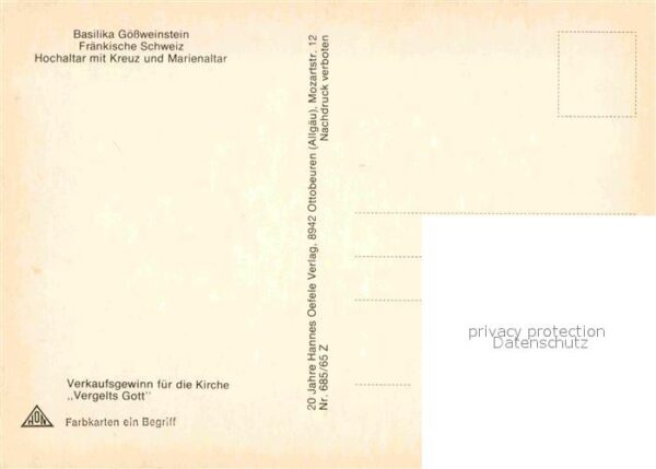 Goessweinstein Basilika Hochaltar mit Kreuz und Marien – Bild 2