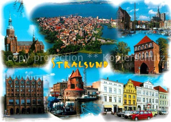 Stralsund Mecklenburg Vorpommern Marienkirche Tor Rathaus Hafen Markt Fl