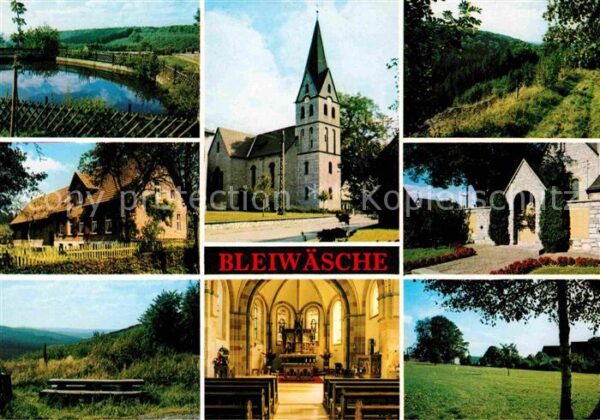 Bleiwaesche Landschaftspanorama Teich Kirche Hotel