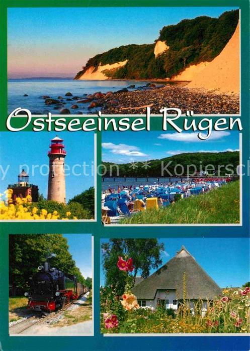 Insel Ruegen Strand Küste Leuchtturm Inselbahn Dampf