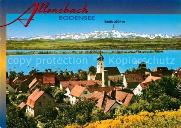 Allensbach Bodensee Ortsansicht mit Kirche mit Blick zu den