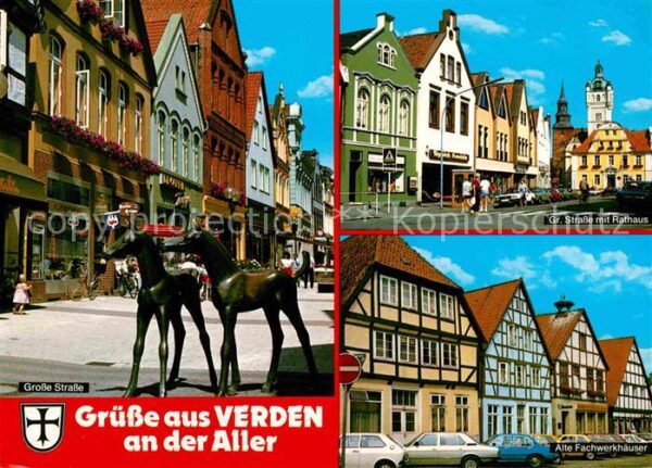 Verden Aller Grosse Strasse Pferdestatuen Rathaus Fa